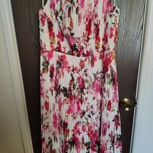 Kay Unger Pink and Green Floral Maxi Dress